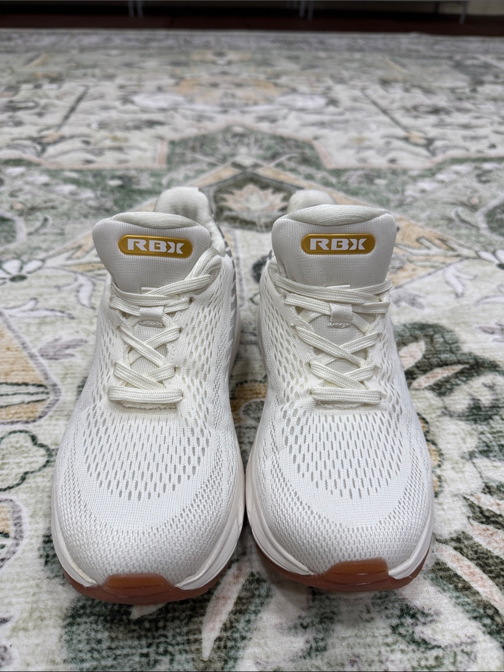 RBX Cream Knit Running Sneakers with Gum Accents